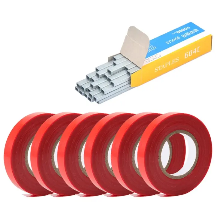 Encuadernación manual con 6 rollos de cintas + 1 caja de grapas para encuadernar ramas, grapadora de vid de uva para verduras, vides de pimienta - 1