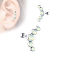 Piercing de cristal para cartílago para mujer, pendiente de hélice, pasador de acero inoxidable, tragus, joyería daith de racimo, 2 piezas - details 12