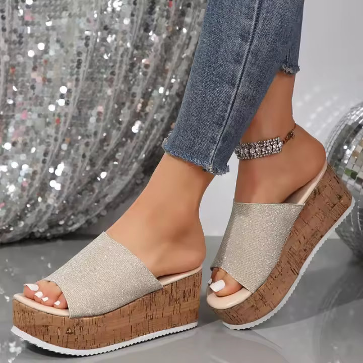 Zapatillas de plataforma con tacón de cuña para mujer, zapatos de verano - 1