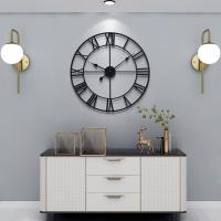 Reloj De Pared De Metal Redondo De Estilo Vintage Silencioso Funciona Con Pilas 40cm 47cm 60cm Números Romanos Negros - details 6