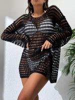 Elegante Cubierta de Punto con Cuello Redondo y Manga Larga Vestido de Playa de Ligero para Verano con Diseño Hueco, Protección Solar, Tela Transpirable - details 7
