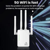 AMPLIFICADOR DE enrutador WiFi de 1200Mbps, extensor de señal 5G, amplificador de red, repetidor inalámbrico de largo alcance para el hogar y la Oficina, nuevo - details 1