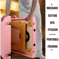 Camilla de Masaje Plegable - 2-Zona Madera Camilla Estetica Portatil para Fisioterapia y Tatuaje (Rosa) - details 3