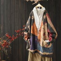 Cárdigans de estilo Harajuku para mujer, ropa de dibujos animados, suéteres informales con retales estampados, cárdigans Punk sueltos, invierno, 2023 - details 6