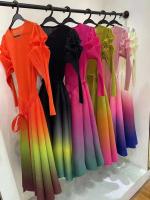 Vestido Miyake 2024, nuevo vestido plisado De tres casas, suelto, cuello redondo, manga larga, dobladillo cónico, vestido mullido para mujer De Fiesta Pedreriaos - details 1