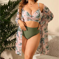 Nuevo traje de baño de bikini dividido de tres piezas de malla con bolsa dura de talla grande y gordo para mujer - details 0