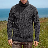 Suéter de punto con cuello alto a la moda para hombre, talla grande, 2024 - details 5