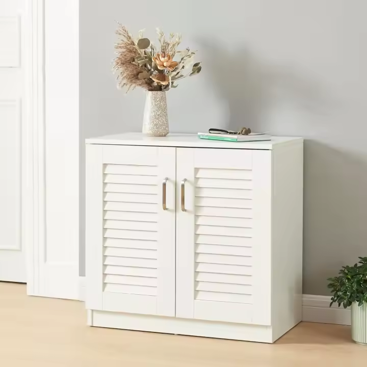 Mueble Zapatero Armario con 9 Compartimentos para 18 Pares de Calzado + Banco Zapatero Puertas de Rejilla Buena Ventilación - 1