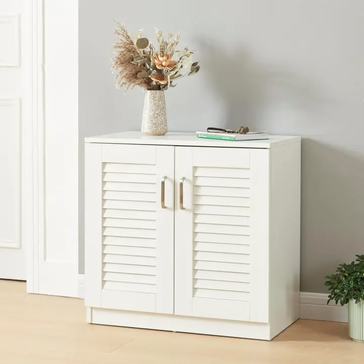Mueble Zapatero Armario con 9 Compartimentos para 18 Pares de Calzado + Banco Zapatero Puertas de Rejilla Buena Ventilación - 1