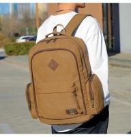 Mochila de lona de moda para hombre, bolso escolar informal Retro, Asa superior y gran capacidad, mochila d - details 4