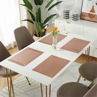 6 tapetes rectangulares tejidos para mesa, antideslizantes, de 18.0 x 12.0 in, texturizados, a prueba de arañazos, de PVC, para decoración del hogar, cocina, color rosa - details 6