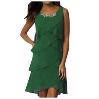 Vestido Maxi sin Mangas Elegante para Mujer Vestido Casual de Boda con Chaleco de Diamante - details 4