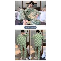 Conjunto de Pijama de algodón para hombre, ropa de dormir de manga larga con cuello vuelto, conjunto de 2 piezas para el hogar, Otoño e Invierno - details 21
