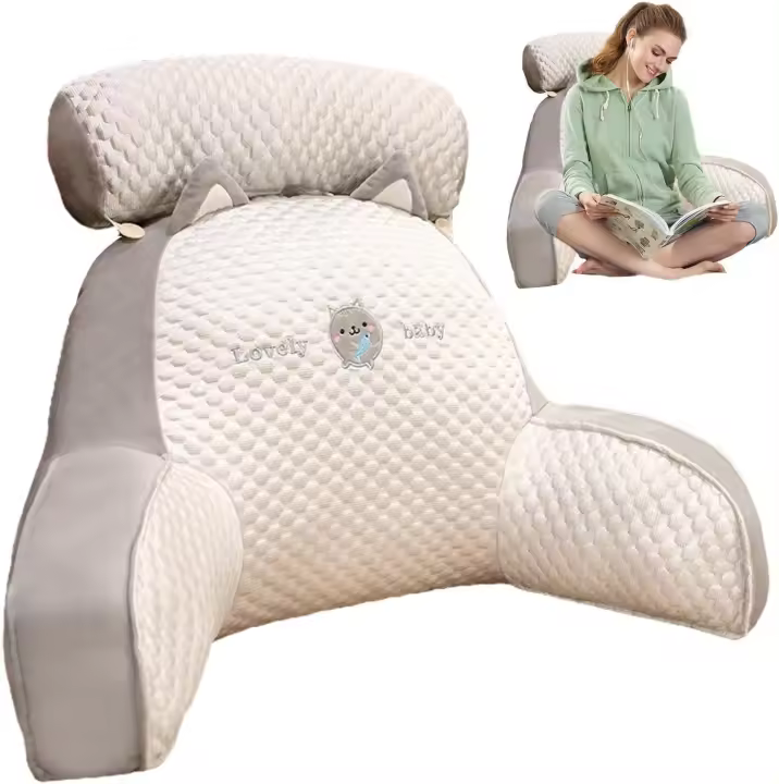Almohada de Espalda para Cama Almohada de Lectura con Brazos Ideal para Sentarse en la Cama, Workar en Laptop, Ver TV 60*40CM - 1