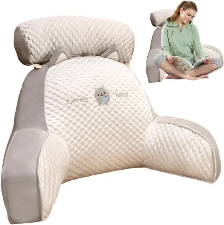 Almohada de Espalda para Cama Almohada de Lectura con Brazos Ideal para Sentarse en la Cama, Workar en Laptop, Ver TV 60*40CM - 1