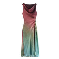 Vestido Largo de Gasa Estampado Sin Mangas Novedad de Verano 20224 Moda para Mujer - details 2
