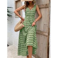 Vestido Largo de Verano 2025 Cuello en V Profundo, Mangas sin Agujar, Estampado Floral, Tejido Transpirable para Playa, Fiesta o Eventos Casuales Diseño Boho-Chic - details 9