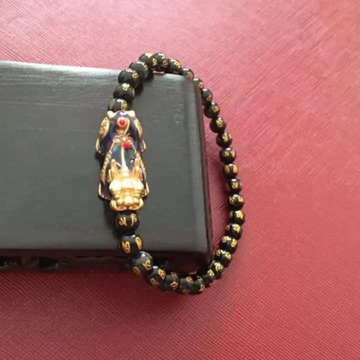 Pulsera de obsidiana de regalo Pixiu Feng Shui de cobre puro que cambia de Color para hombre y mujer, amuleto de buena suerte hecho a mano, joyería - 1