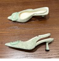 Sandalias de tacón alto con hebilla cuadrada y puntera, zapatos en la parte posterior - details 17