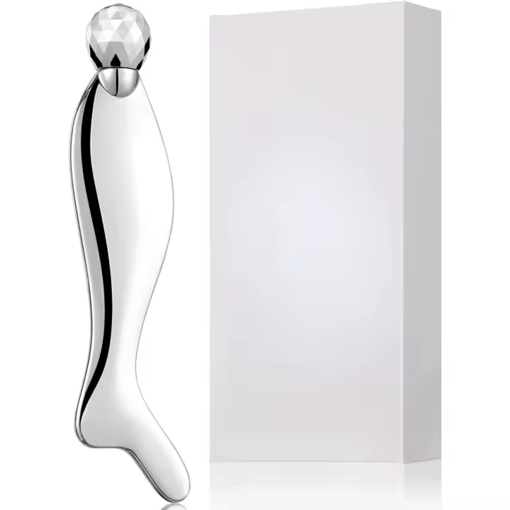 Scttomon Masajeador Facial Gua Sha de Acero Inoxidable Palitos de Rodillo Frío para Reafirmar la Piel de la Cara y el Ojos - 1