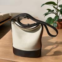 Bolso bandolera de mujer versátil casual bolso de mujer de alta gama de tela de algodón con bolso de cubo de cuero - details 4