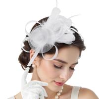Vestido Formal, diadema de malla con plumas, sombrero pequeño Retro de lujo, diadema exquisita puesta en escena, diadema nupcial - details 15
