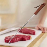 Nuevo Gancho giratorio de carne de acero inoxidable para barbacoa con mango de madera, gancho para carne, gancho para aleta de comida, fácil de limpiar - details 20
