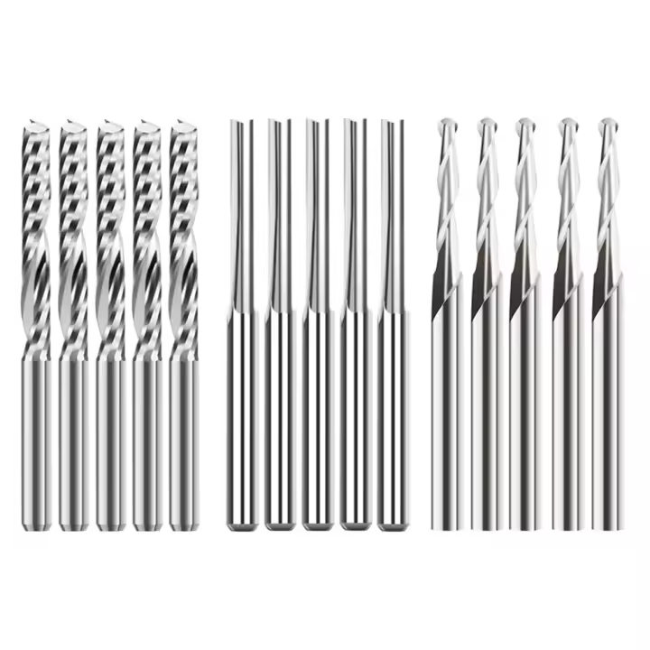 Juego de brocas de grabado de molino de extremo, brocas de enrutador CNC de 15 piezas para carpintería, corte acrílico, cortador de fresado de carburo de vástago de 3.175/2mm - 1
