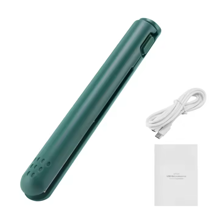 Miniplancha de pelo portátil con Cable USB, rizador de doble uso para estudiantes, color verde - 1