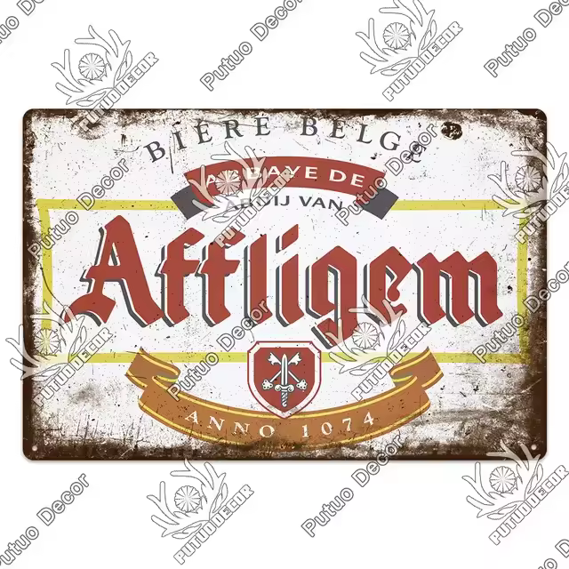 Cartel de marca de cerveza de Bélgica, placa decorativa de Metal de estaño Vintage para Pub, Bar, hombre, cueva, Club, decoración de pared - 1