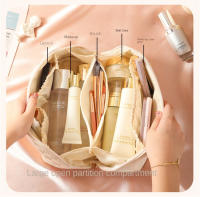 Bolso De Maquillaje Para Mujer Grande Capacidad Lujo Estilo Multifuncional Viaje Cosmético Bolsa De Algodón PU Con Patrón Cuadriculado Cierre De Cremallera - details 4
