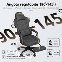 Silla de Oficina con Tejido de Alta Tecnología, Silla Gamer Silla Ordenador con Reposapiés, Cadeira Gaming Chair Silla de Ordenador, Adultos, Adolescentes (Negro) - details 4