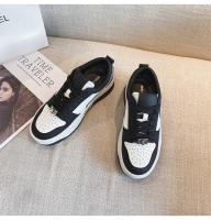 Zapatos blancos de plataforma de cuero, nuevas zapatillas versátiles en blanco y negro, zapatos de tablero de panda que aumentan la altura - details 25