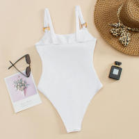 Bikini Sexy De Un Pie En Color Sólido Para Mujer Con Suspensor Vacío Estilo De Moda Espalda Descubierta Bikini De Cintura Baja - details 10