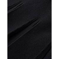 Vestido negro elegante de manga corta con cuello redondo y contraste de punto con dobladillo plisado ancho y alto para mujer - details 8