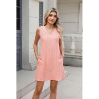 Nuevo Vestido informal de verano con cuello en V y Color sólido con cierre de palacio y bolsillo para mujer - details 22