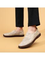 2025 nuevos zapatos de hombre de gran tamaño, de malla, informales, de cuero, con suela de piel de vaca, transpirables y sin cordones. - details 13