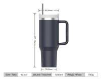 Taza Termo de viaje. Taza de viaje .1,2L (10 Colores) y Te para Llevar en Mano o en Coche - Taza Térmica de Acero Inoxidable con Tapa .Taza Termo Café o Té . Botella, Vaso (QC1200) - details 1