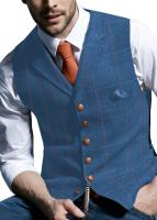 Chalecos para hombre, traje de Tweed, ropa de negocios para hombre, chaleco a rayas, chaleco Punk, padrino de boda, chaqueta marrón negra y gris Bleazer - details 7