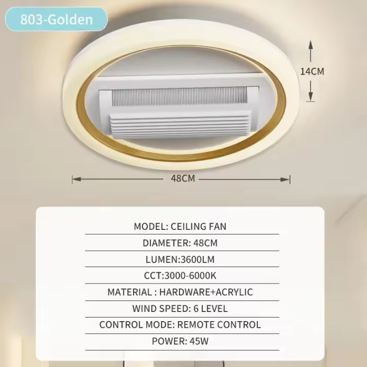 Luz de Techo Sin Aspirador Moderna Control Remoto LED para Dormitorio Sala de Estar - 1