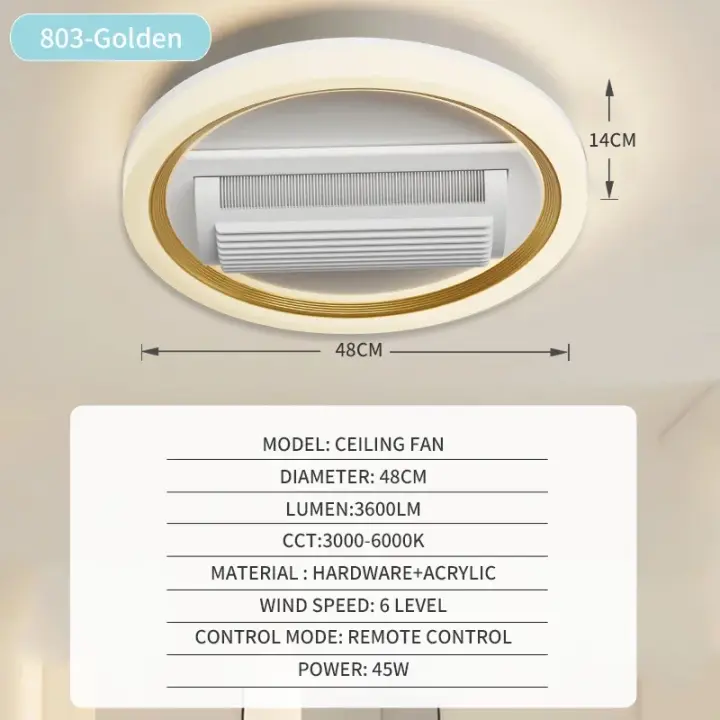 Luz de Techo Sin Aspirador Moderna Control Remoto LED para Dormitorio Sala de Estar - 1