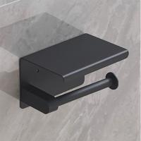 Portarrollos de baño montado en la pared con estante de almacenamiento, estante de almacenamiento de papel higiénico de acero inoxidable, resistente al agua y al óxido - details 2