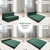 70 x 190 cm Sillón Cama Plegable, Sofá Cama Plegable con Espuma de Memoria y Almohada, Colchón de Suelo para Yoga, Oficina, Salón, Futon Sofá Cama Portada Lavable Unos, Gris Claro - details 45