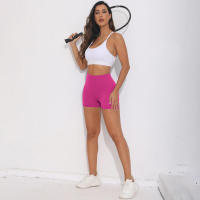 Pantalones cortos de Color sólido para mujer, pantalones cortos deportivos elásticos de cintura alta para Fitness, glúteos color melocotón, pantalones de Yoga para correr - details 22