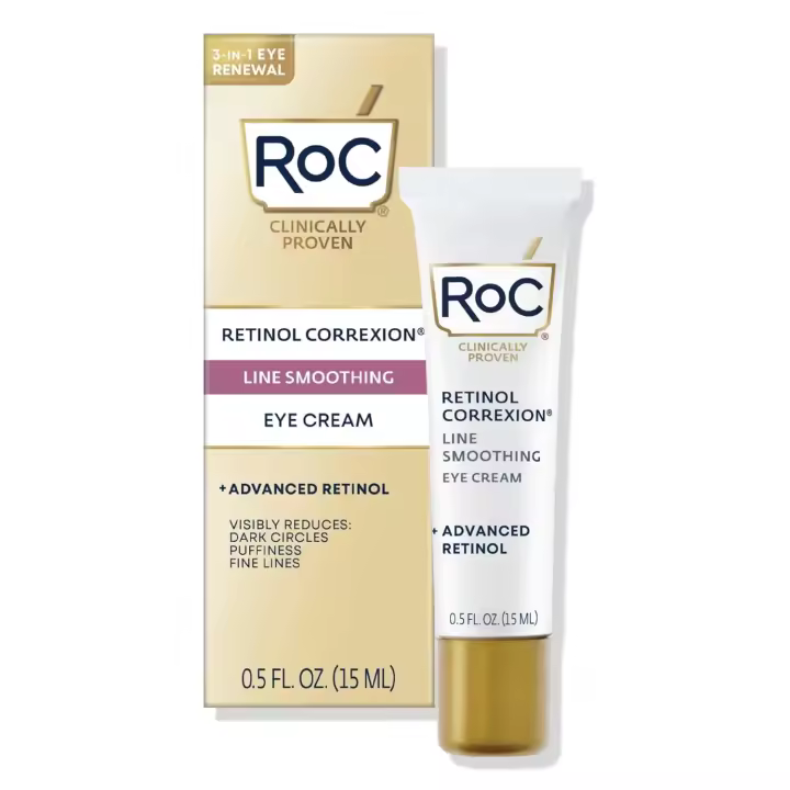 RoC Retinol Correxion Crema debajo de los ojos Ojeras e hinchazón, Crema diaria para arrugas, Línea antienvejecimiento Suavizante para el cuidado de la piel - 1