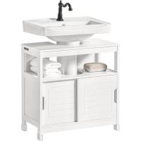 Armario de Baño de Suelo Blanco Estante y Puertas Correderas 60 x 30 x 60 cm - details 0