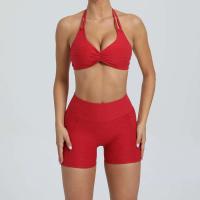 Traje de entrenamiento de gimnasia reforzado deportivo para mujer, ropa deportiva para mujer, traje de yoga rosa, verde y rojo 2024 - details 11