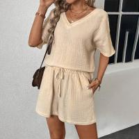Conjuntos de pantalones cortos sueltos informales de Color sólido para mujer, traje de dos piezas elegante de verano 2025, conjunto completo de ropa femenina - details 2