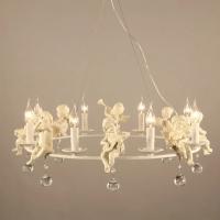 Lámpara de techo de Ángel de resina europea, luz Led para sala de estar, comedor, lámpara de techo de cristal E14, Lustre - details 5