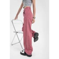 Pantalones vaqueros rosas Vintage para mujer, ropa de calle, rectos, de cintura alta, holgados, informales, pantalones de pierna ancha, pantalones vaqueros para mujer - details 5